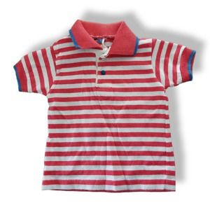 Vintage 80s Carter's Baby Polo Shirt Red White Stripes 12M Made in USA Retro